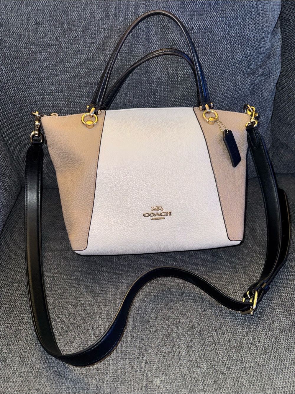 Coach Kacey Satchel In Colorblock Leather Chalk, Brand New With Tags